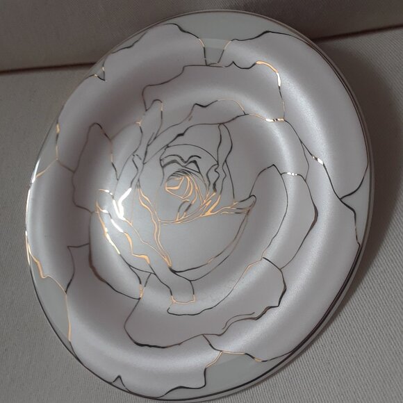 'BRILLIANT' "Rose Blossom" Fine Bone China Gold and Pink Plate - Picture 3 of 7